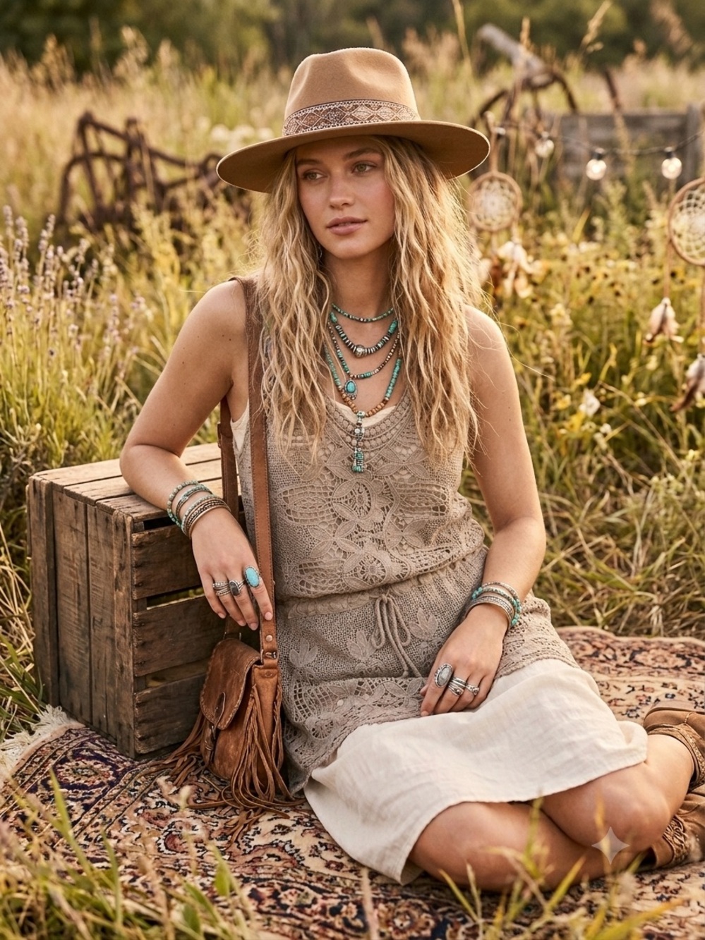 New Jaded Gypsy Crochet / Lace Sleeveless Drawstring Tunic Top